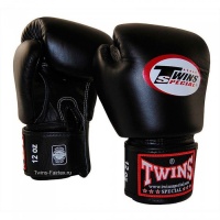Перчатки боксерские TWINS для муай-тай (черные) 16 oz BGVL-3